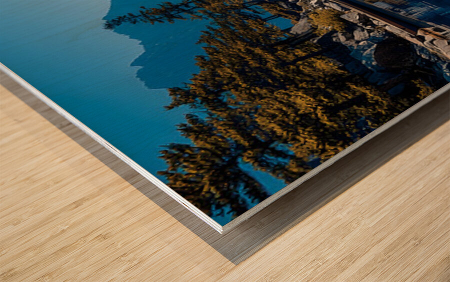 Stillness Between The Pines - Mountain Lake Landscape Art Prints Impression sur bois