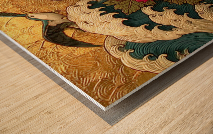 Hana To Nami No Uta 花と波の詩 - Poem Of Flowers And Waves - Japanese Floral Seascape Art Prints Wood print