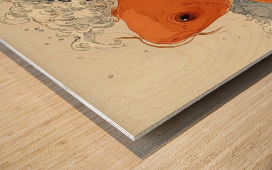 Tabi No Hajimari 旅の始まり - The Voyage Begins - Japanese Koi Art Prints Wood print