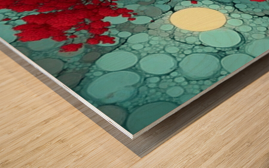 Mangetsu Sakura No Eda 満月桜の枝 - Full Moon Cherry Blossom Branch - Japanese Cherry Blossom Art Prints Wood print