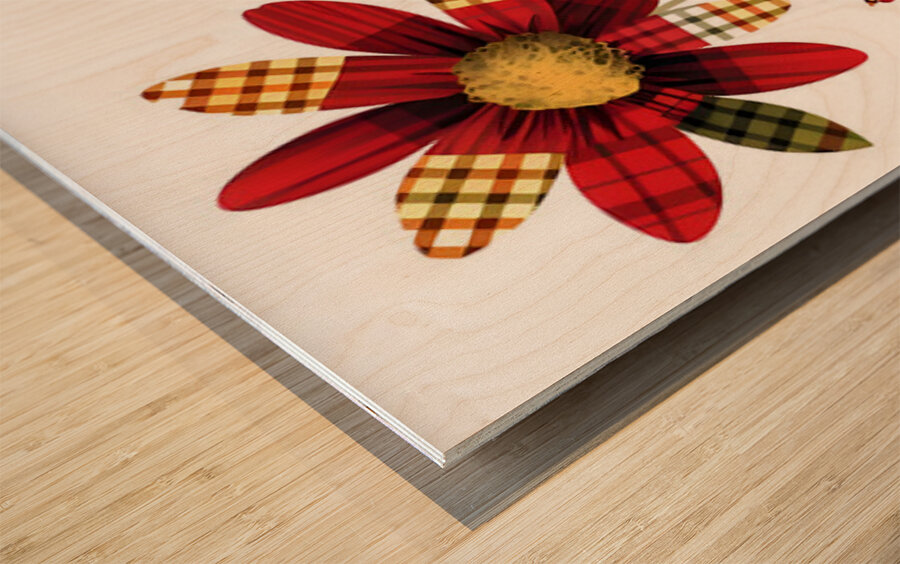 Plaid Botanica 32 - Contemporary Floral Art Prints Wood print