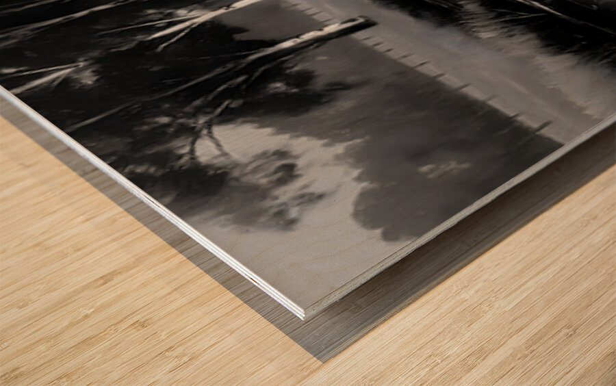 By the Riverbank - Monochrome Landscape Art Prints Impression sur bois