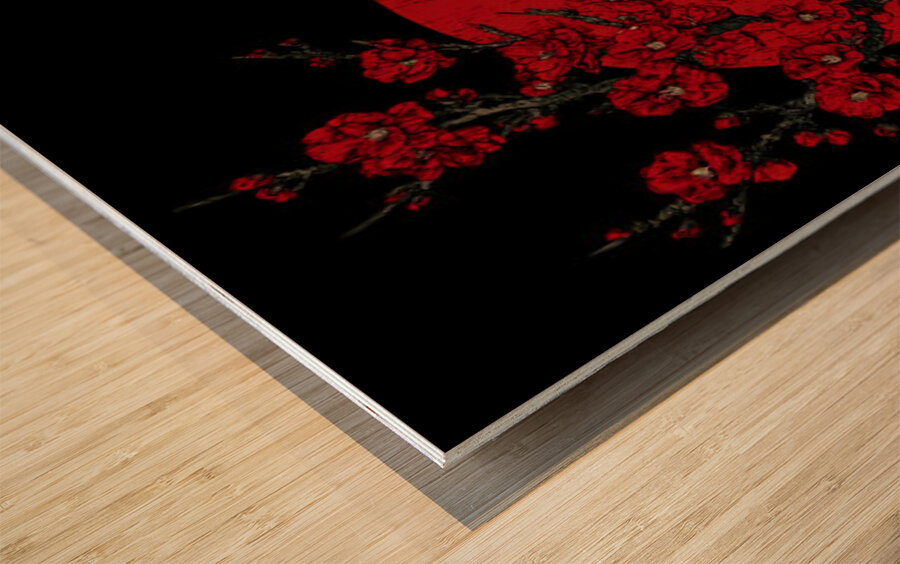 Akai Taiyo 赤い太陽 - Red Sun - Japanese Minimal Art Prints Wood print