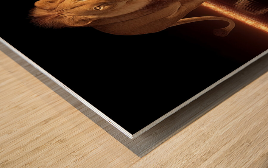 Crowned Silence – Lion Reflection Print Impression sur bois