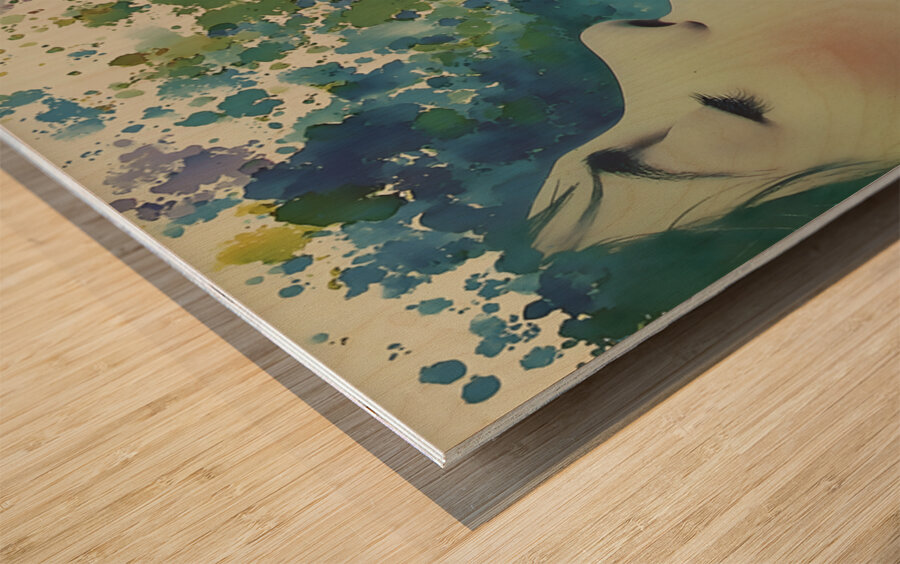 Memories in Blue – Vintage Collage Poster Art Print Wood print