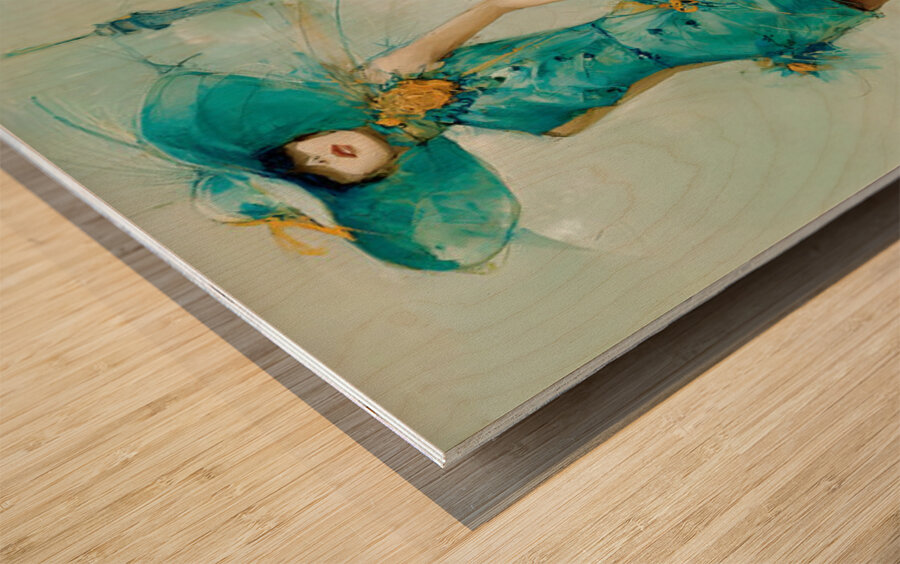 The Lady in Turquoise – Vintage Fashion Art Print Wood print