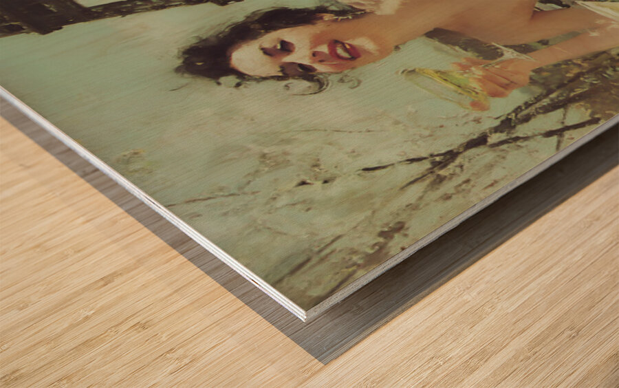 Parisian Joy Portrait – Vintage French Art Print Wood print