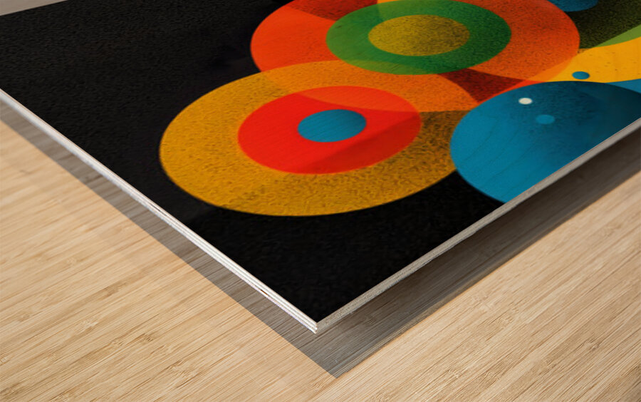 Orbit Spectrum – Color Meets Monochrome Abstract Art Print Impression sur bois