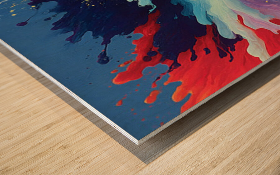 Prismatic Impact – Abstract Collision Art Print Wood print