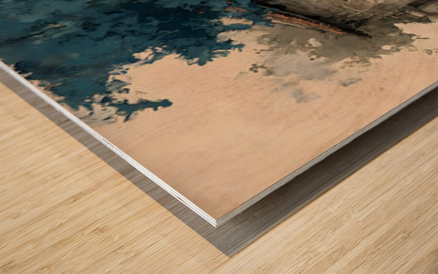 Cows by the Stone Arch – Farmhouse Landscape Art Print Wood print