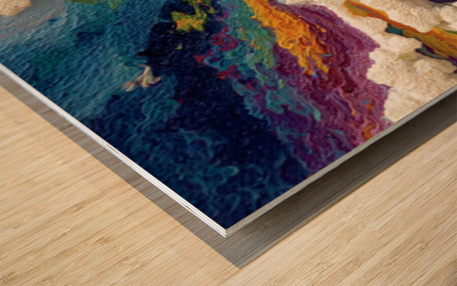 Spectrum Cloudburst – Textured Impasto Abstract Print Wood print