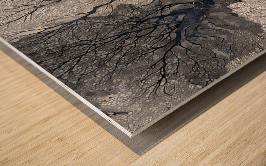 Veins of Time – Black and Gold Tree Abstract Print Impression sur bois