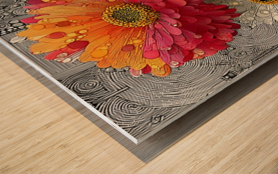 4 x Bloom – Zinnia Flowers Abstract Print Wood print