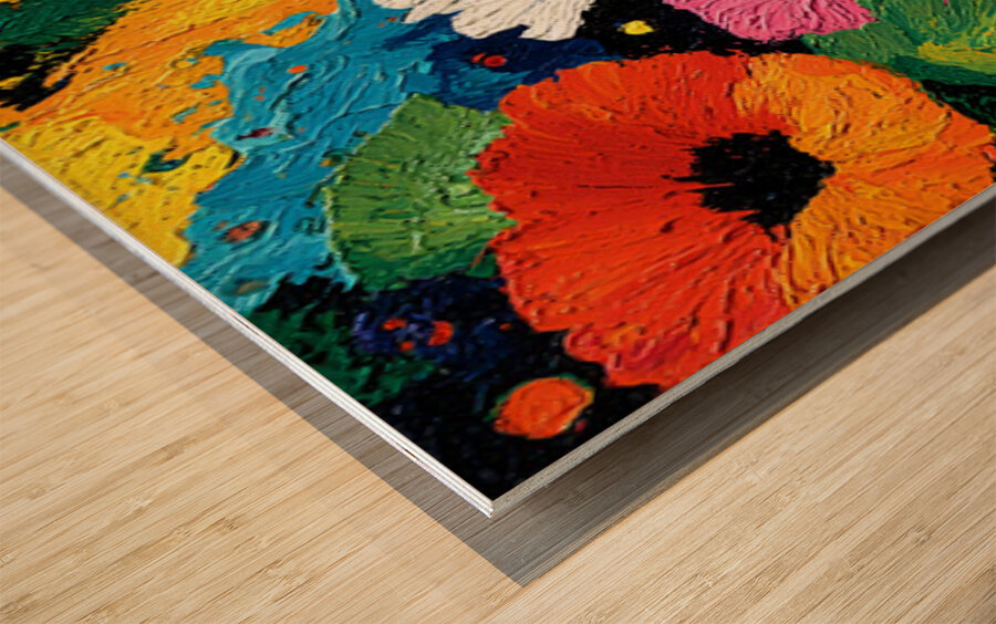 Impasto Carnival – Thick Palette Knife Floral Print Impression sur bois