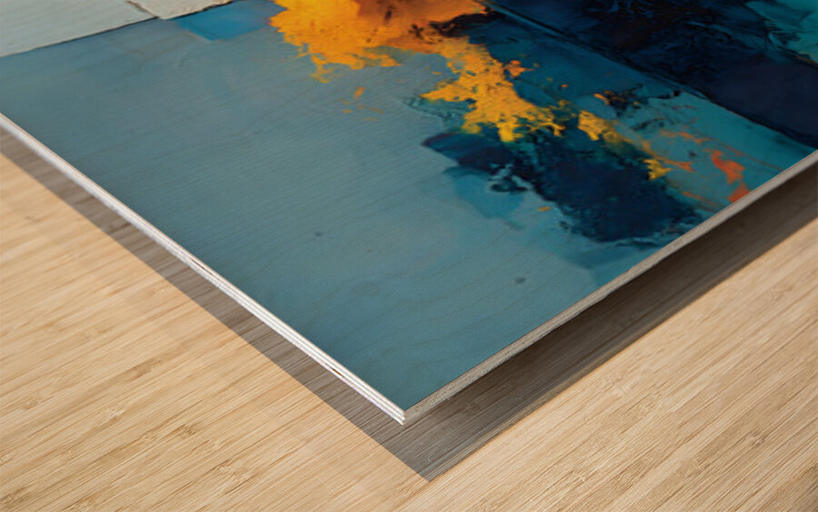 Edge of Light – Geometric Horizon Abstract Print Impression sur bois