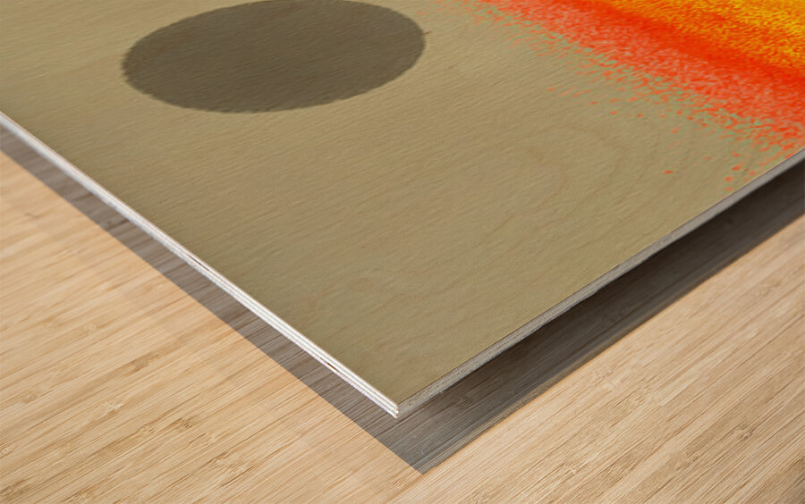 Desert Orbit – Retro Sun and Pyramid Abstract Print Wood print