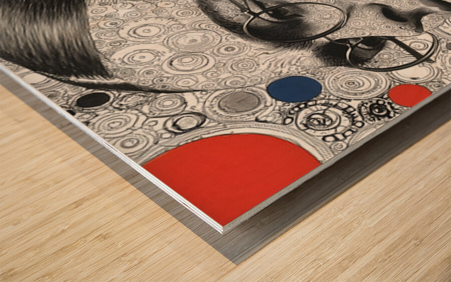 Orbital Intellect – Bauhaus Linework Portrait Print Wood print