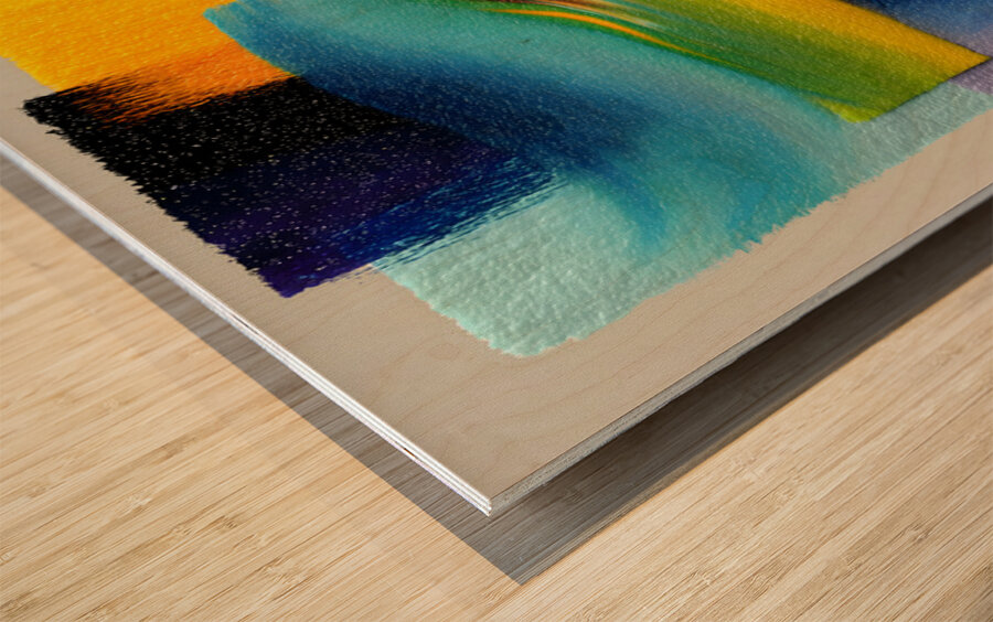 Chromatic Blocks VIII – Patchwork Abstract Print Wood print