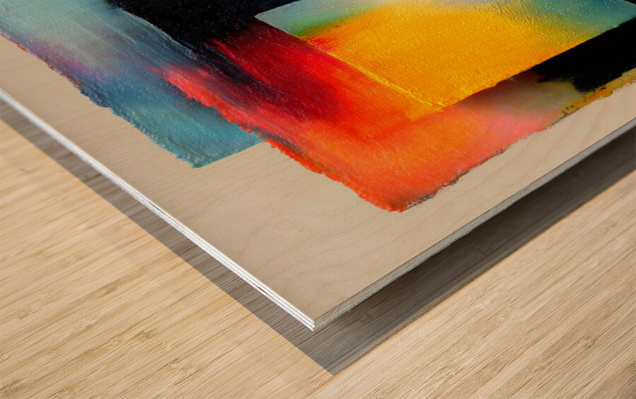 Chromatic Blocks II  – Patchwork Abstract Print Wood print