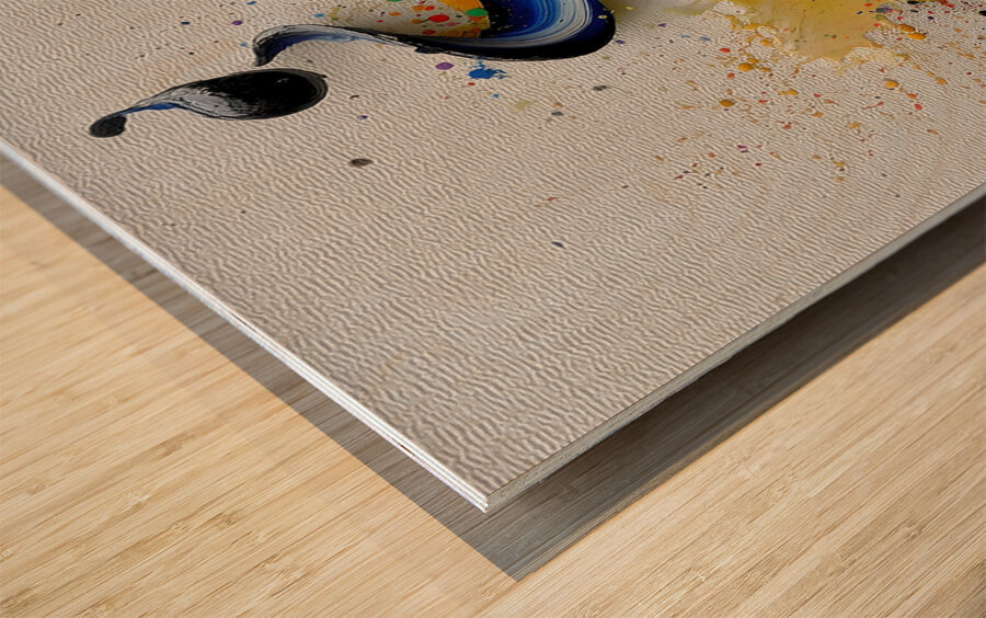 Neon Comet – Drip & Splatter Abstract Print Wood print