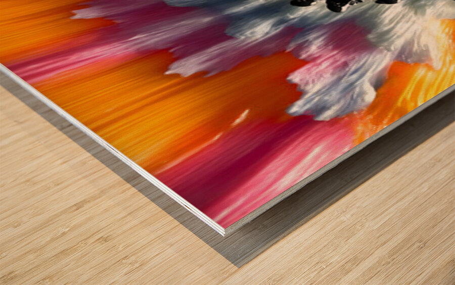Chromaflare Plume – Abstract Paint Burst Print Wood print