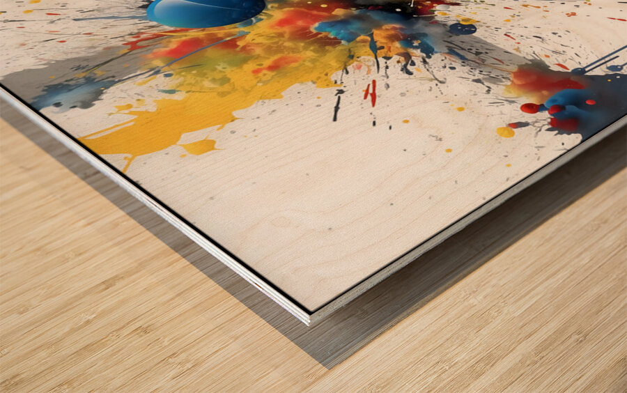 Cardinal Collision – Crossburst Abstract Print Wood print