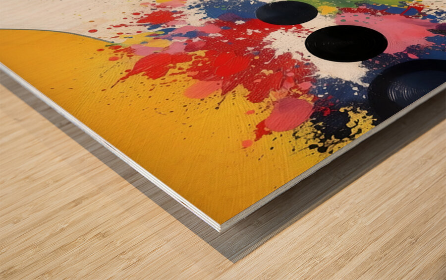 Orbital Dayglow – Splash & Orbs Abstract Print Wood print