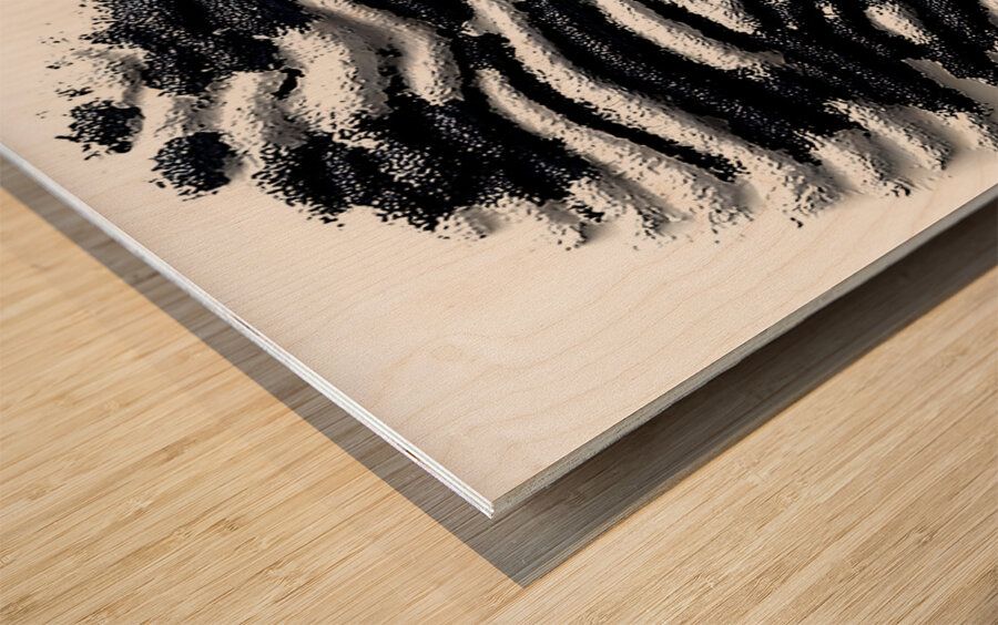 Granular Echo – Tactile Monochrome Orb Print Wood print