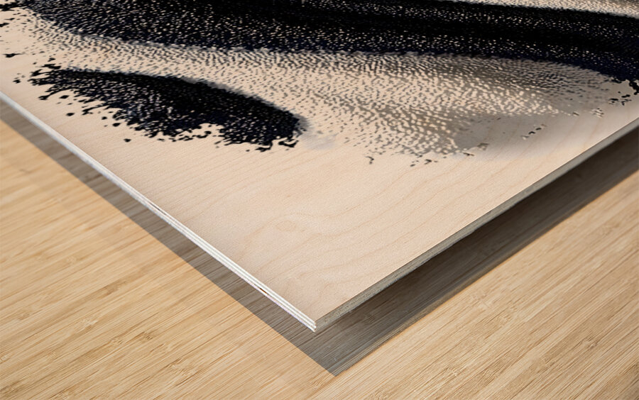 Tideform Sphere – Textured Black & White Print Wood print