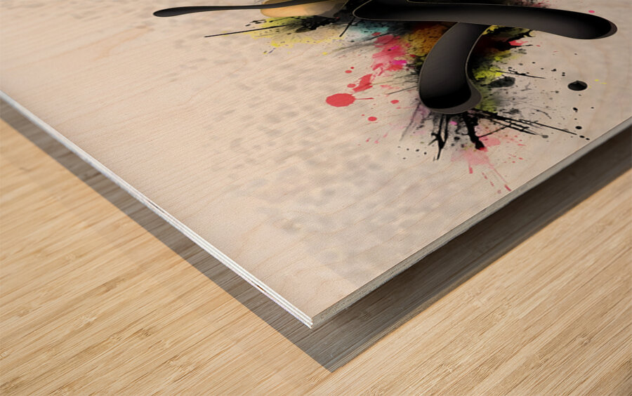 Smoke & Sparks – Minimal Ink Splash Print Wood print