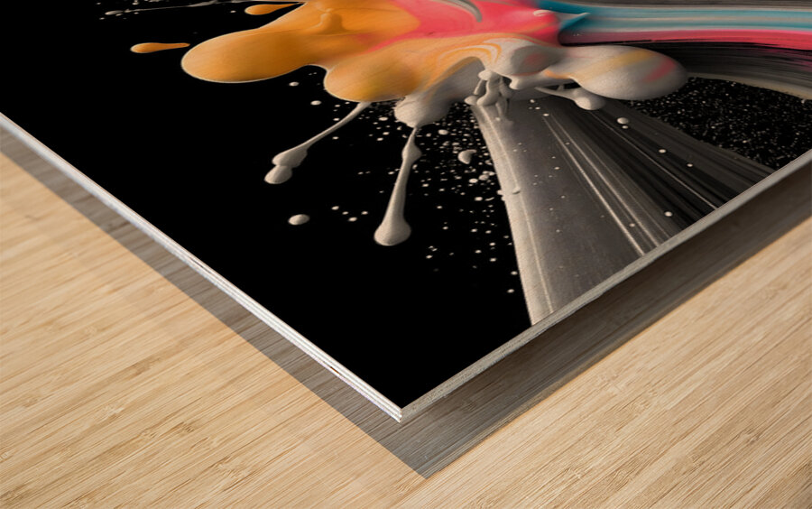 Arc Reactor – Neon Ribbon Abstract Print Wood print