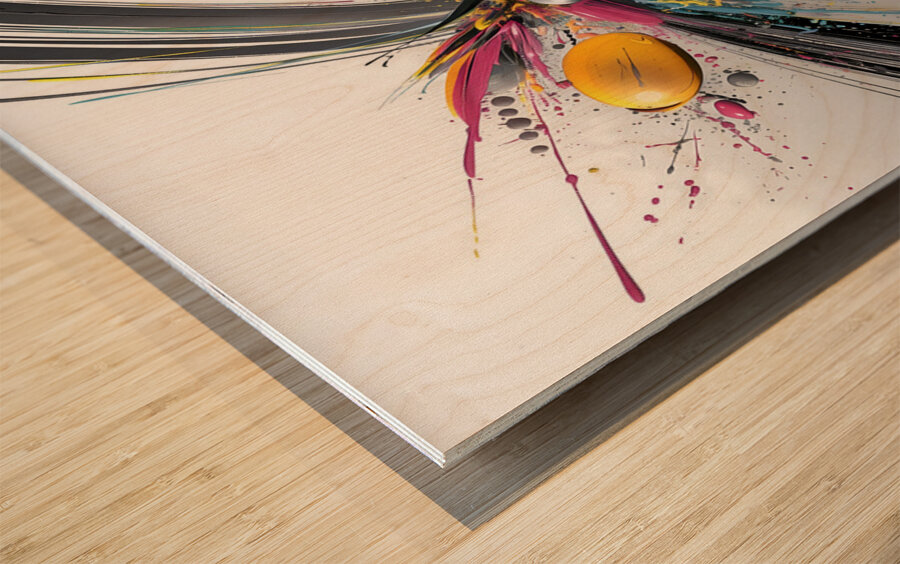 Vector Bloom – Kinetic Paint Splashes Print Wood print