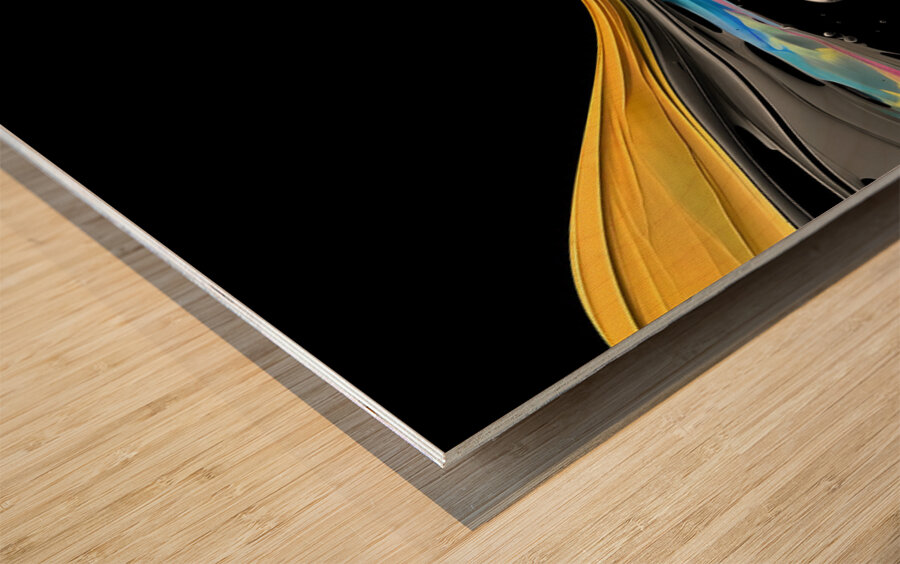 Night Tide – Gold Current Abstract Print Wood print