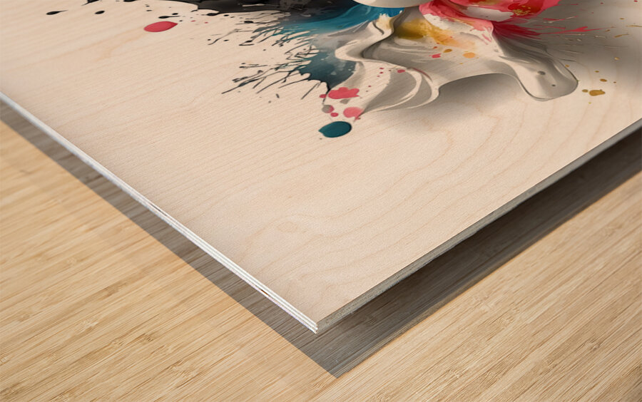 Contrast Singularity – High-Impact Paint Splash Abstract Wood print