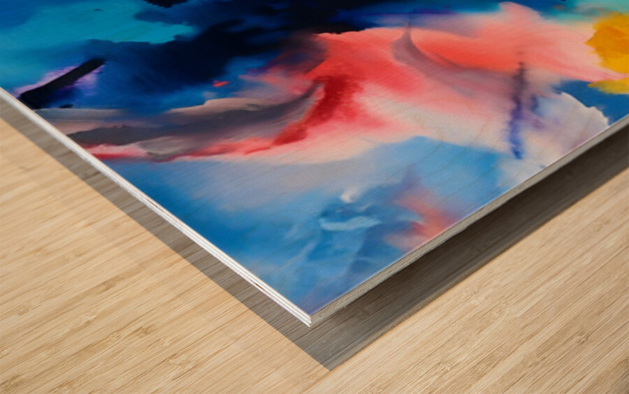 Prismatic Mist – Watercolor Cloud Abstract Print Wood print