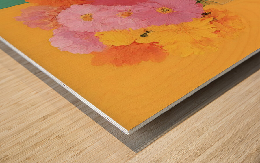 Sunny Duo – Pastel Pop Bouquet Print Wood print