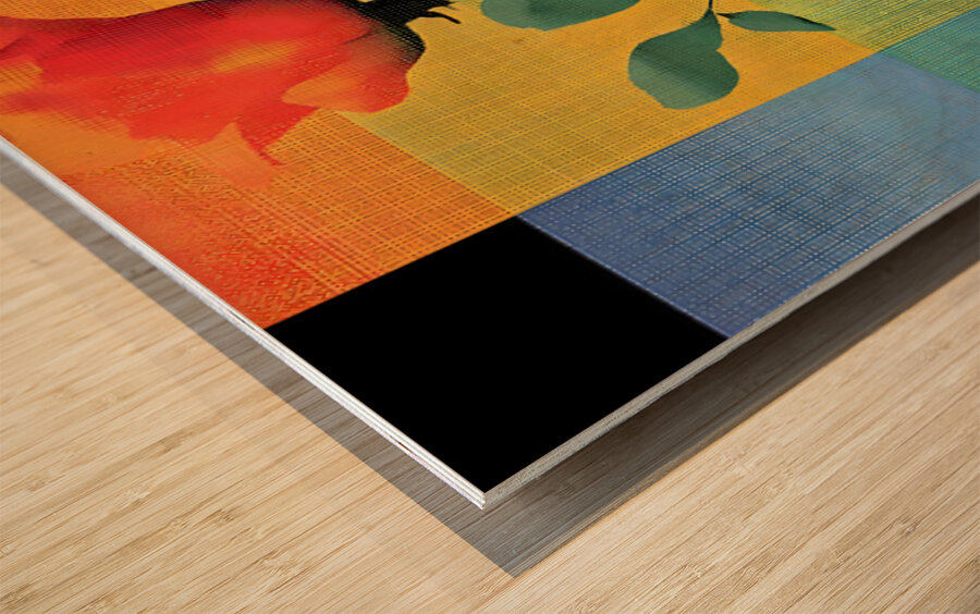 Roses on a Grid – Modern Geometric Botanical Print Wood print