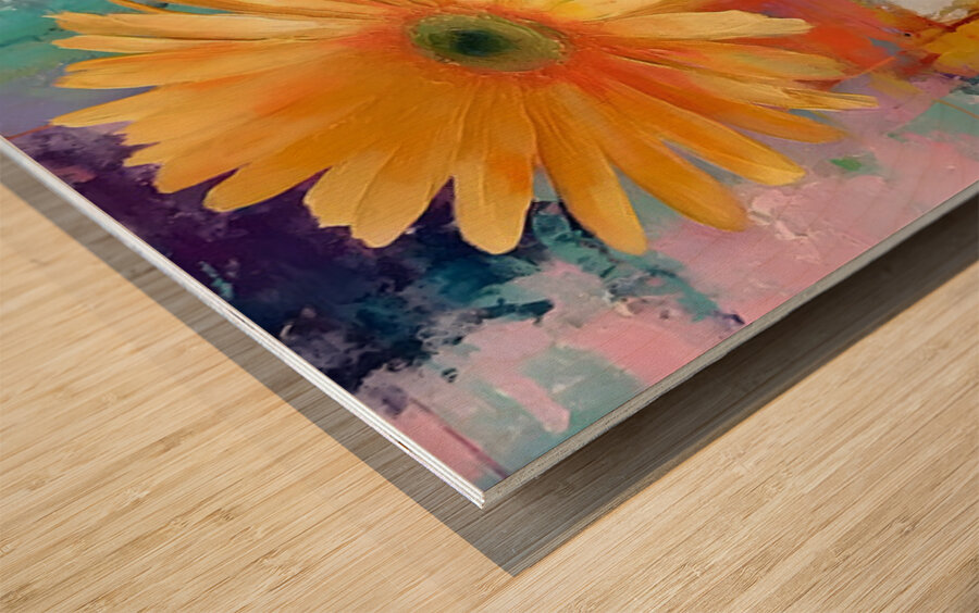 Patio Pots – Cheerful Gerbera Duo Print Wood print