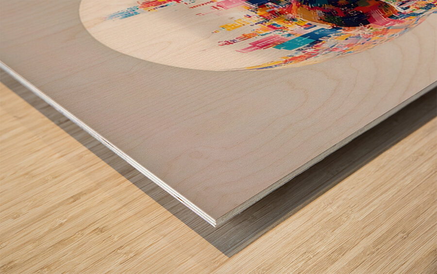 The Architect – Color Grid Skull Print Wood print