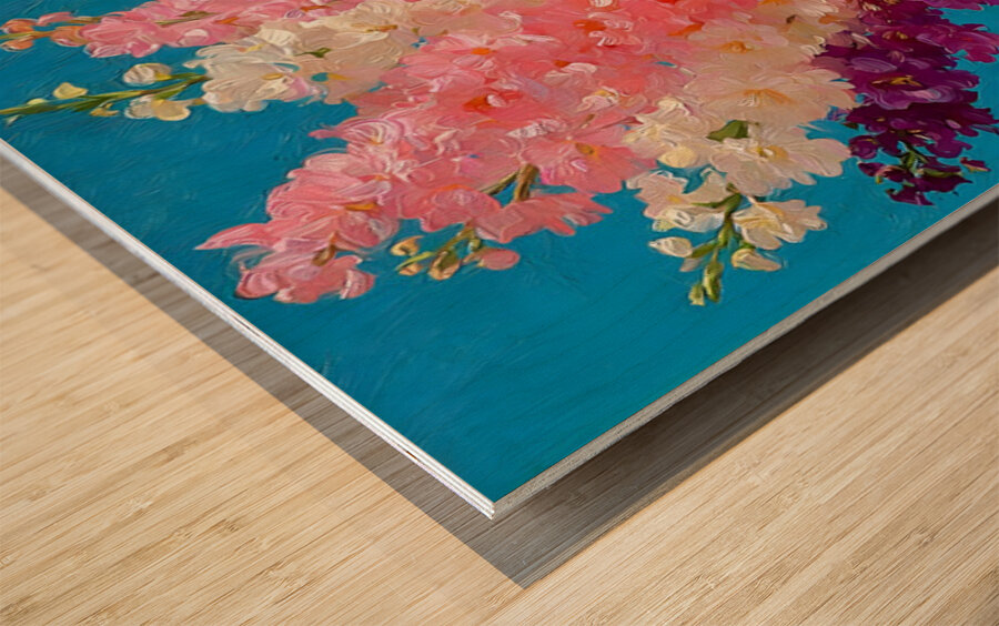 Flowers in a Clear Vase – Still Life Print Wood print