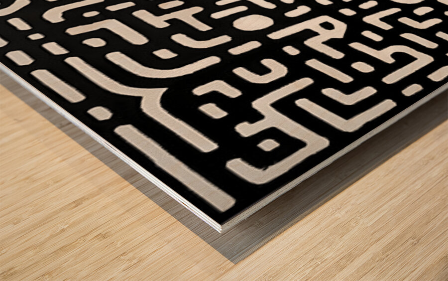 The Maze Within – Abstract Black and White Print Impression sur bois