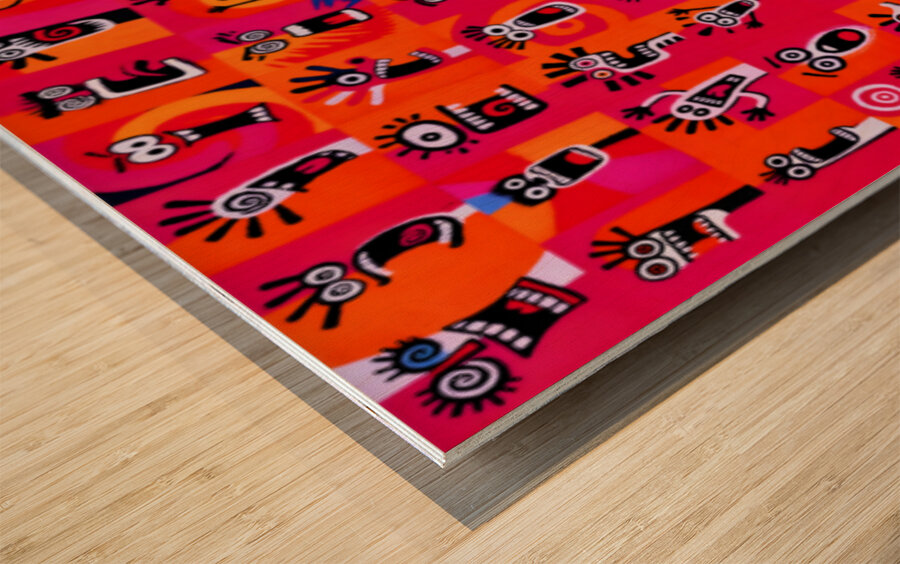 Wall of Screams – Pop Art Faces Print Wood print