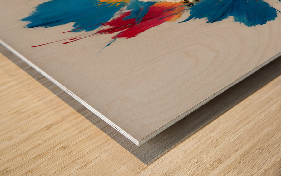 Primary Bloom – Abstract Floral Energy Print Wood print