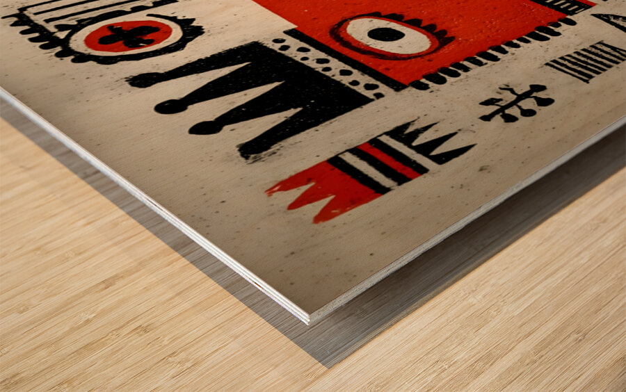 The Red King – Tribal Pop Expressionism Print Wood print
