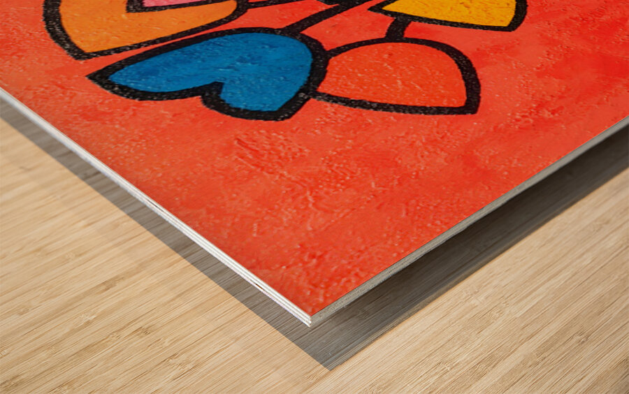 Tulip Pop – Retro Floral Outline Print Wood print