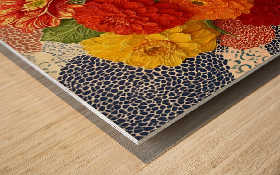 Cracked Bloom – Modern Dahlia Study Print Wood print