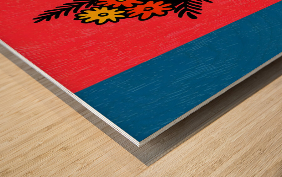 Color Field Blooms – Retro Graphic Vase Print Wood print