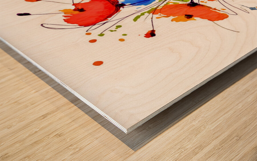 Whisper of Bloom – Contemporary Watercolor Vase Print Wood print