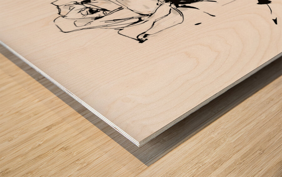 Sketch Rose – Minimalist Botanical Print Wood print