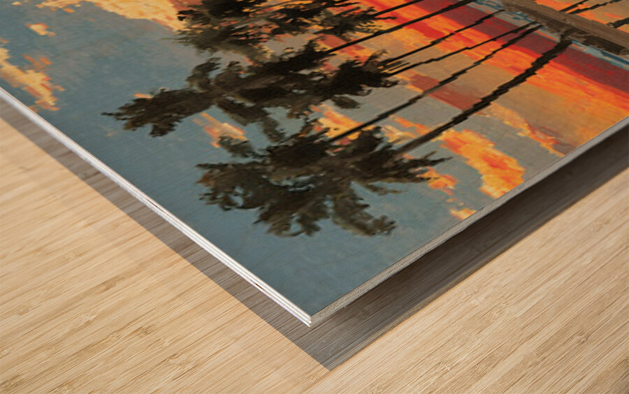 Firewater – Tropical Sunset Reflection Print Wood print